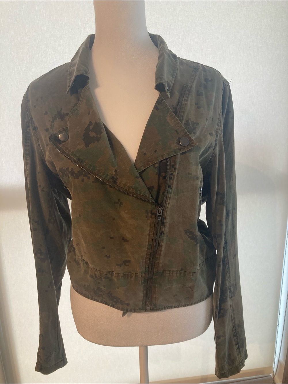 Blank NYC Olive Green Camo Utility Moto Jacket